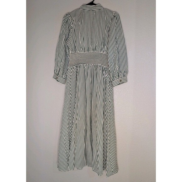 Entro Avara Brantley Dress S Striped V-Neck Smocked Waist Pockets Cottagecore - Picture 8 of 11
